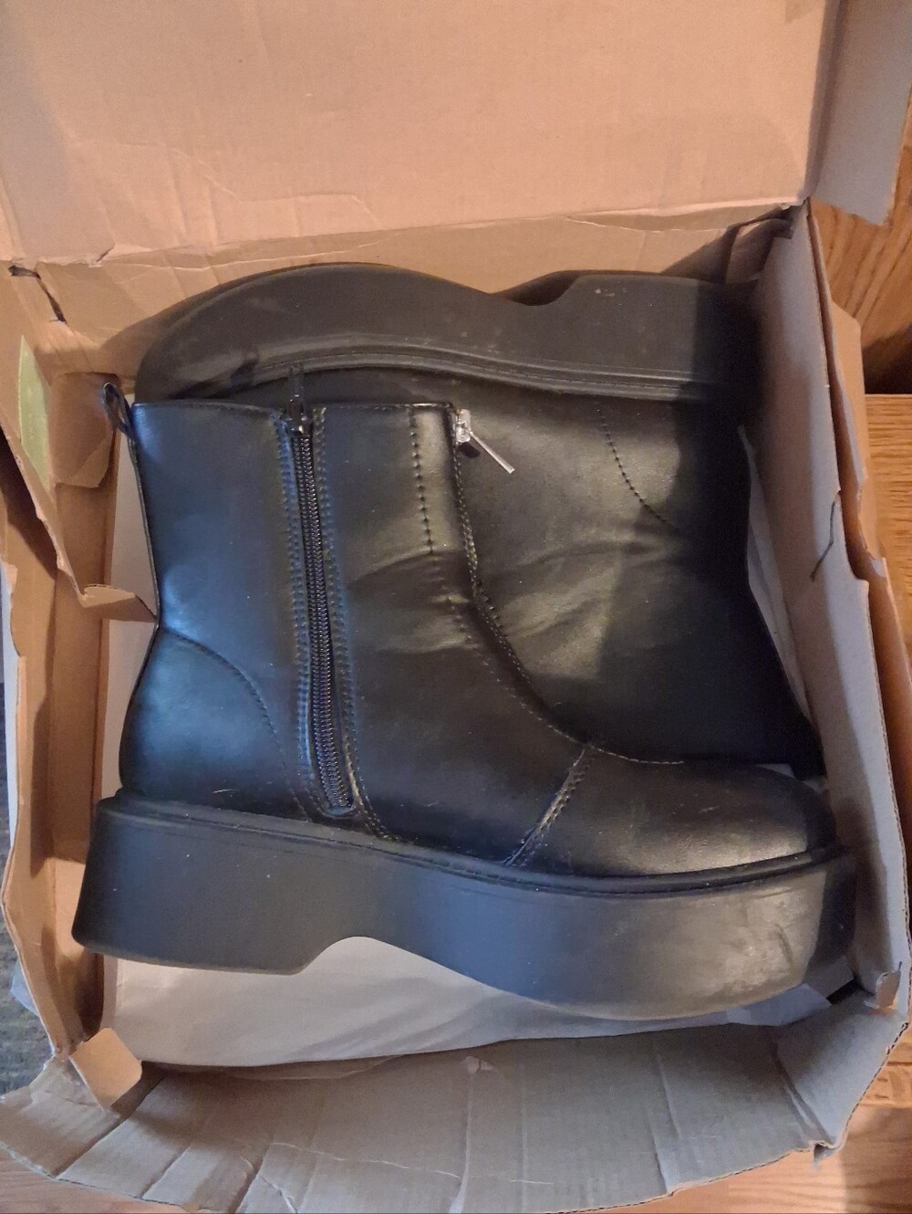 2 Pair Portland Boot Company Leather Ankle Boots BLACK /CREAM